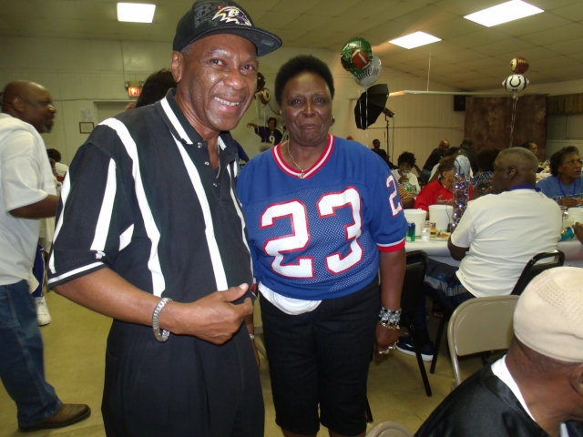 Chuck and Hattie in her jersey that actually went to a Super Bowl!!! 2014 Varsity Night